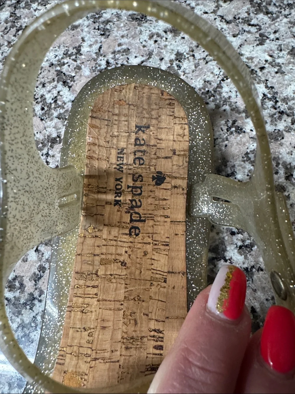 Kate spade Gold Glitter T-Strap jelly  Sandals for Women